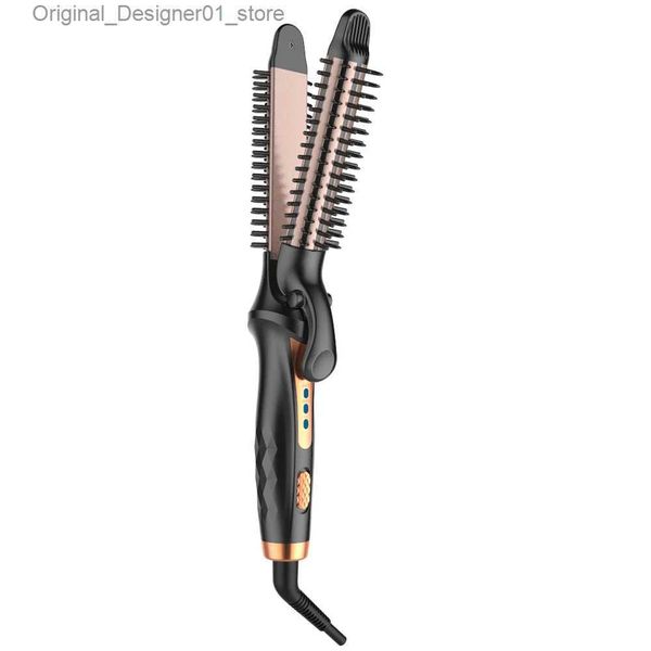 Alisadores de cabelo 3 em 1 Alisador de cabelo e modelador de cabelo iônico negativo Escova de cabelo Cerâmica Ferro liso Escova de alisamento de cabelo Ferro de ondulação Q240124