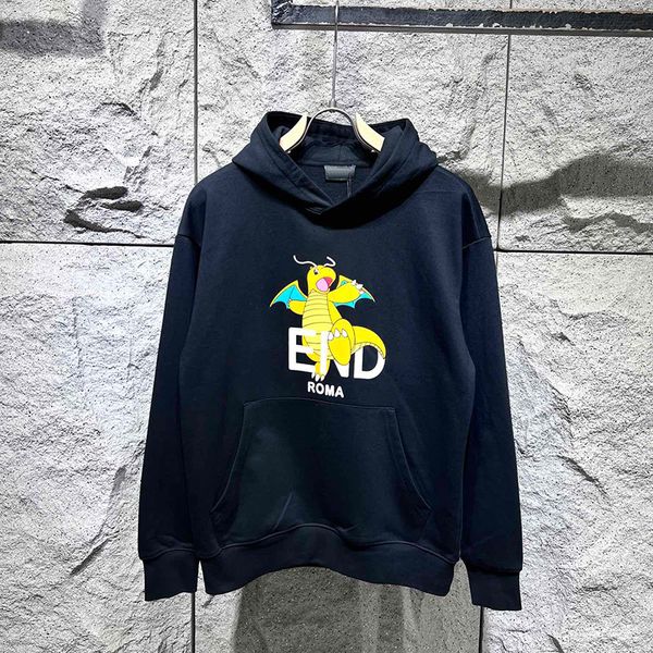 23fw outono inverno itália japão desenhos animados dinossauros impressão moletom com capuz skate homens mulheres streetwear moletom com capuz pullovers roupas 0124