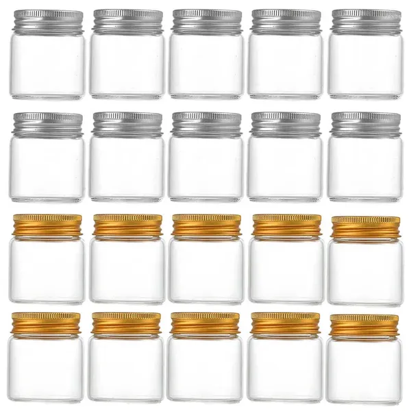 Vorratsflaschen 20 Stück 50 ml Kleine Glasgläser mit Aluminiumdeckel Medikamente können Lebensmittel versiegelte Behälter Süßigkeiten Verpackungsglas Haushaltsküche