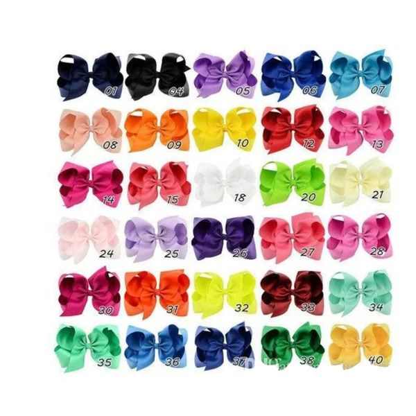 40 Farben 6 Zoll Mode Baby Band Bogen Haarnadel Clips Mädchen Große Bowknot Haarspange Kinder Boutique Bögen Kinder Haar Zubehör BJ