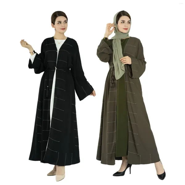 Roupas étnicas Senhoras Preto Abaya Dubai Modest Soft Jilbab Meninas Linha Pérola Islâmica