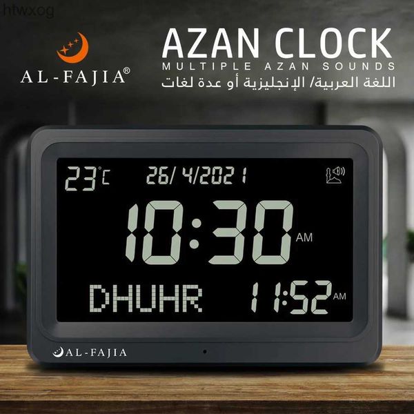 Alto-falantes portáteis Azan Clock 8 Athan Sounds Al-Fajia Tela LCD maior Multi-idiomas Hijir Calendários gregorianos Despertador de mesa de oração muçulmana YQ240124