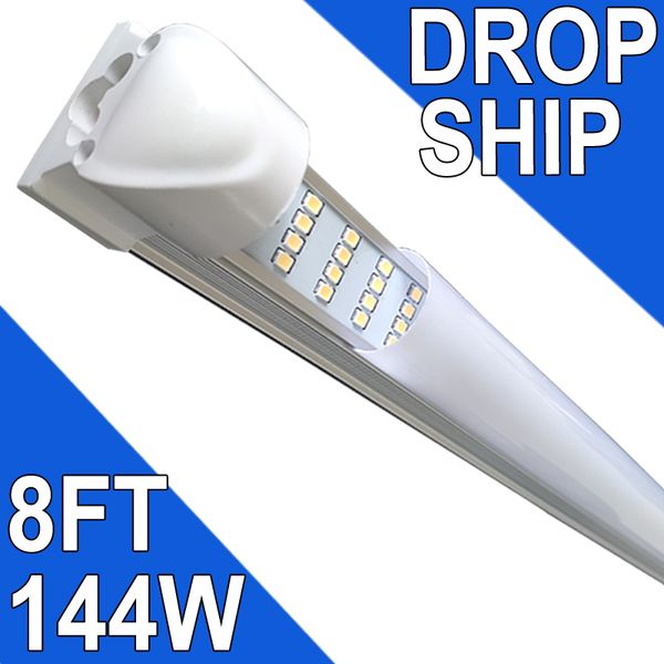 Luci da negozio a LED da 8 piedi, tubo a LED integrato a 4 file da 8 piedi e 8', lampada da montaggio superficiale collegabile con copertura lattiginosa da 144 W 18000 lm, sostituisce la luce fluorescente DROP SHIP usastock