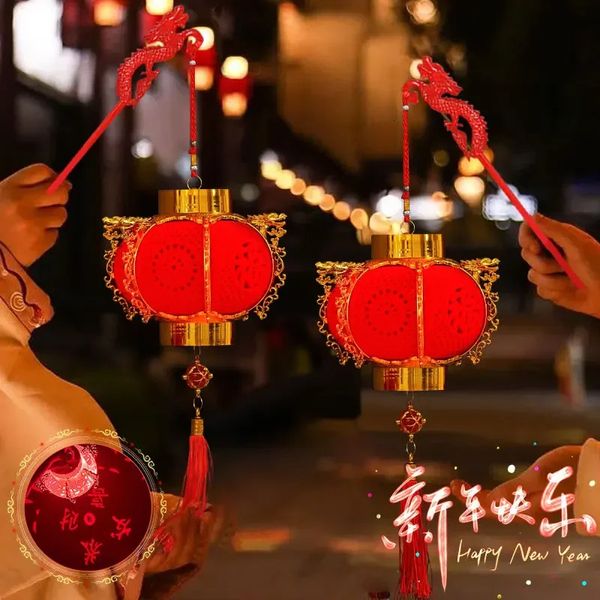 Красный китайский фонарик, годовые подвесные украшения для дома, 2024, весенний фестиваль, дракон, лунный декор удачи, 240119