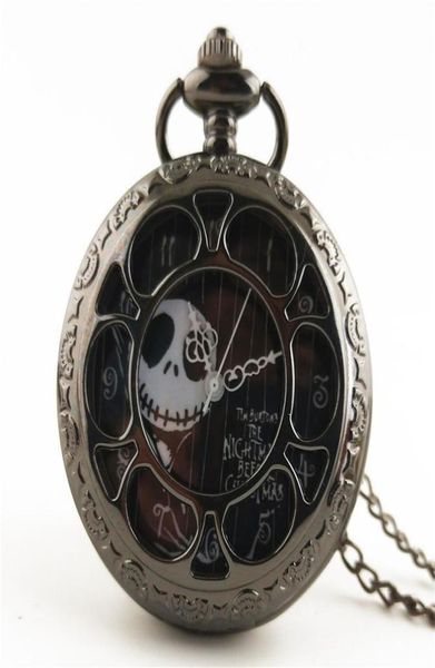 ArgentoNeroBronzo Orologio da tasca natalizio Jack Skellington Tim Burton Film Collana con ciondolo per bambini Orologio per bambini039s Regalo Watc1254416