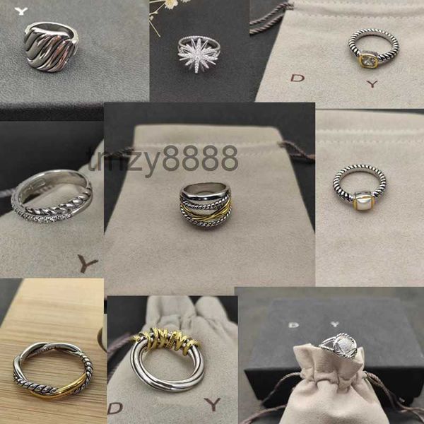 Luxus-Dy-Marken-Ringe, verdreht, zweifarbig, Kreuzperlen, Designer-Ring für Damen, modisch, 925er Sterlingsilber, Vintage-Schmuck, Diamant-Verlobungsgeschenk, X1EU