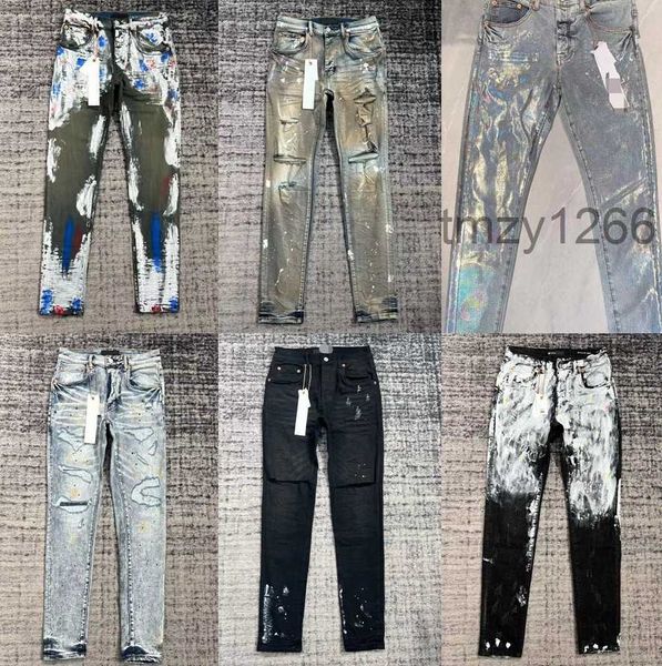 Дизайнерские мужские джинсы Ksubi, фиолетовые длинные брюки с высокой талией, рваные прямые, обычные, потертые, старые черные, сложенные, размер 28-40, A808