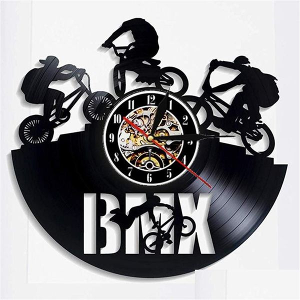 Duvar Saatleri Stil BMX Bisiklet Saat Spor Ev Dekoru Bisiklet Motokrosu Yeniden Amaçlı Kayıt Genç Bikter Bisikletçiler Hediye Damla Teslimat Garde DHD9V