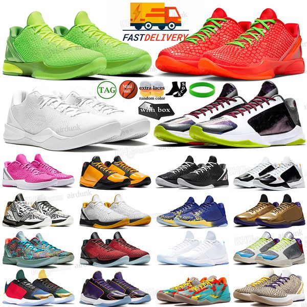 com caixa reverso Grinch 6 Homens tênis de basquete Mambacita 8 What The Triple White Big Stage Chaos 5 Protro Bruce Lee Del Sol Mens Sports Trainers Outdoor Sneakers