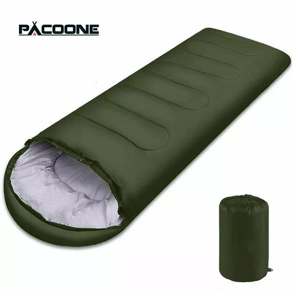 PACOONE Camping Saco de Dormir Leve 4 Temporada Envelope Quente Mochila Ao Ar Livre Algodão Saco de Dormir de Inverno 240119