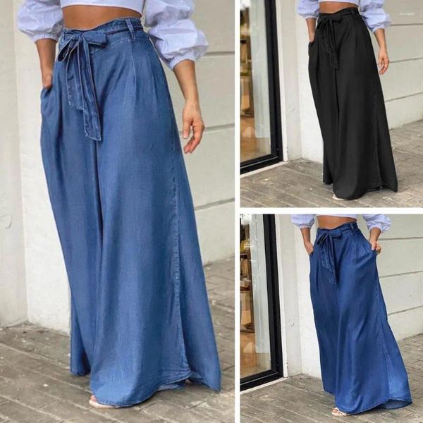 Pantaloni da donna Gonna da donna Cintura da donna a vita alta Pantaloni semplici e chic con decorazione a gamba larga con fiocco