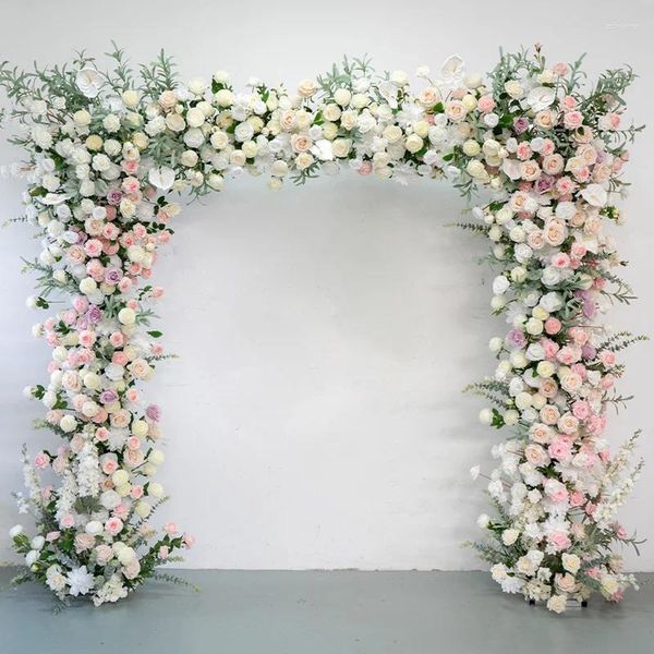 Flores decorativas Casamento rosa rosa artificial Fake Entrance Arch Arch Gate Booth Igreja da Igreja El Stage Devention Supplies for Decor