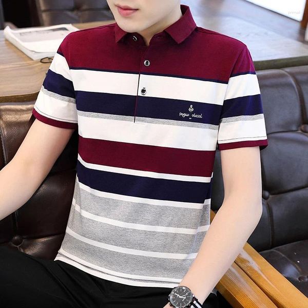 Polos para hombres Marca de verano de grado superior Bordado a rayas Camisas de polo de diseñador para hombre con manga corta Camiseta casual Modas Ropa para hombres 2024