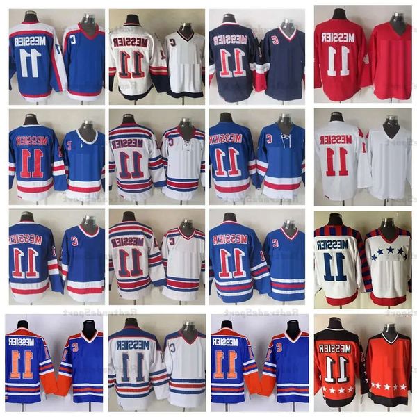 Maglie da hockey vintage Mark Messier n. 11 75esimo blu 1992 Nation Team Rosso Campbell Camicie arancioni cucite C Patch M-X 10