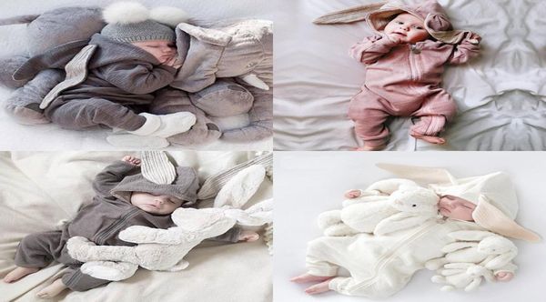 Yürümeye başlayan bebek bebekler yeni doğan bebek tavşan kulakları tavşan şapka tulum romper bahar örme fermuarı tek parça pantolon onesies h23enav8183902