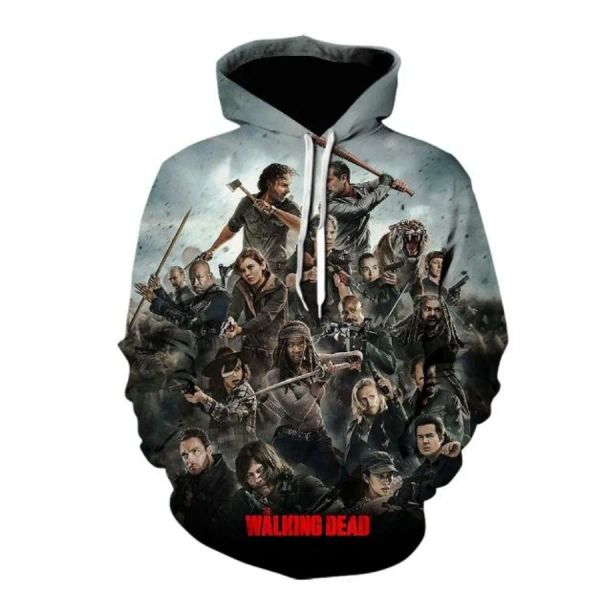 The Walking Dead 3D-Druck, übergroßes Damen-/Herren-Hoodie-Sweatshirt, Streetwear, Hip-Hop-Pullover, Kapuzenjacke, männlicher Trainingsanzug