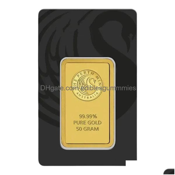 Artes e artesanato 20/50/100 gramas The Pamp Pertmint Blion Bar Austrália Verde Preto Blister Qualidade Presente de negócios Decorações para casa Metal Dhm8D