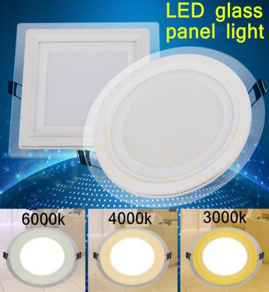 LED-Panel LED SPOT 3 Farbwechsel-Glas-LED-Downlight 6W 9W 12W 18W Panel-Licht AC85265V Deckeneinbau-Innenbeleuchtung7858377