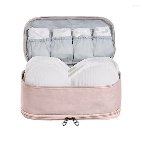 Borse portaoggetti Borsa per organizer per biancheria intima da viaggio Scomparto per reggiseno con cerniera impermeabile Calzini di grande capacità smerigliati a cubo