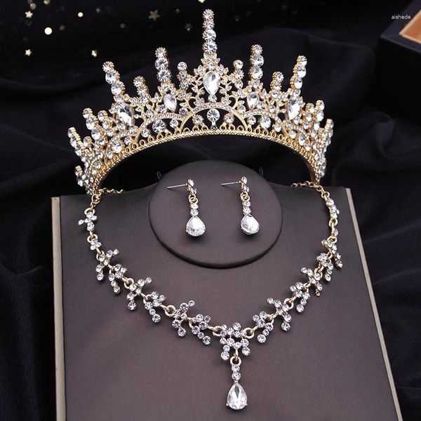 Collana di orecchini set principessa corona gioielli da sposa per le donne diademi e orecchini girocollo set da sposa ballo di fine anno sposa