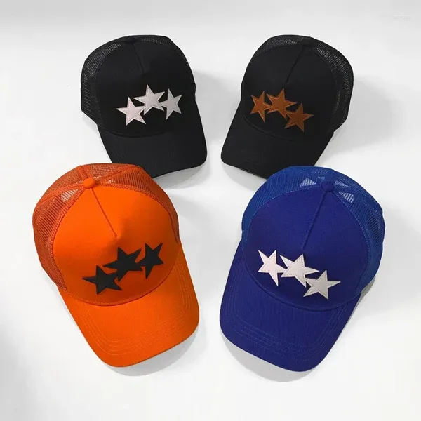 Ballkappen 2024 angekommen Top Qualität 1: 1 Trendige Marken Leder Stern Logo Spleißen Baseballmütze für Männer Frauen Hip Hop Sonnenhut