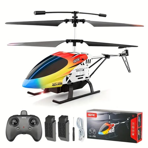 Modello di aereo in materiale in lega di alluminio 4D-M5 con telecomando wireless 2.4G per elicottero RC a 3,5 canali, mini drone con 2 batterie, giocattoli regalo