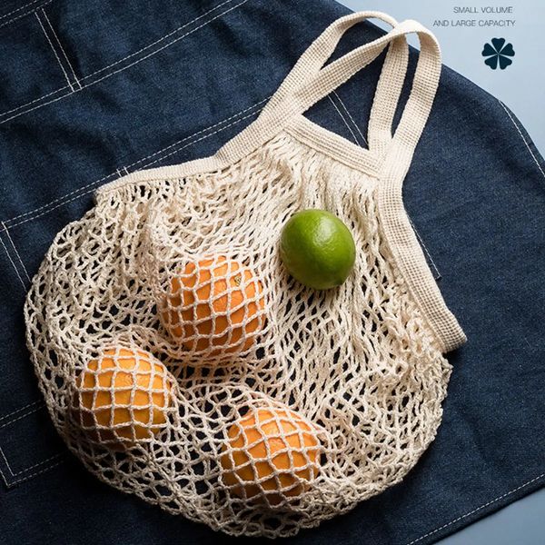 Портативные многоразовые сумки для продуктов для хранения фруктов и овощей, моющаяся хлопковая сетка, органический органайзер для покупок 240125
