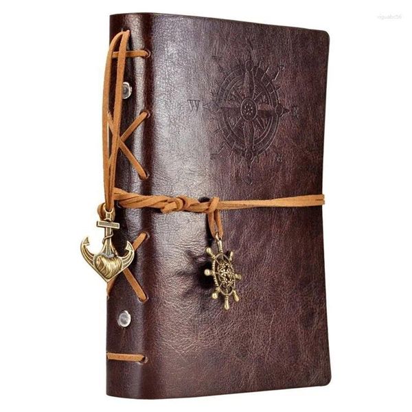 Escrita diário ativo caderno bloco de notas vintage pirata âncora logotipo couro do plutônio pingente náutico sketchbook