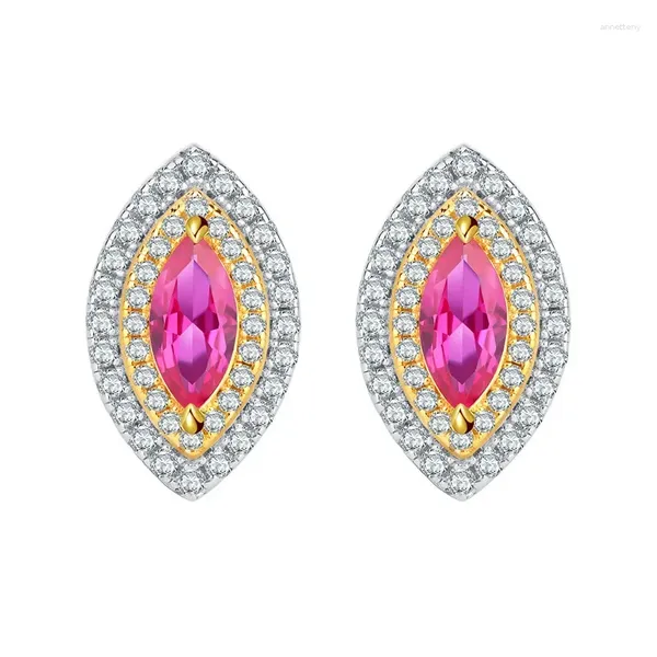 Pendientes de botón Primavera Qiaoer 925 Plata de ley 4 8 mm Aguamarina Púrpura Amarillo Verde Diamante de alto carbono para mujeres Joyería fina