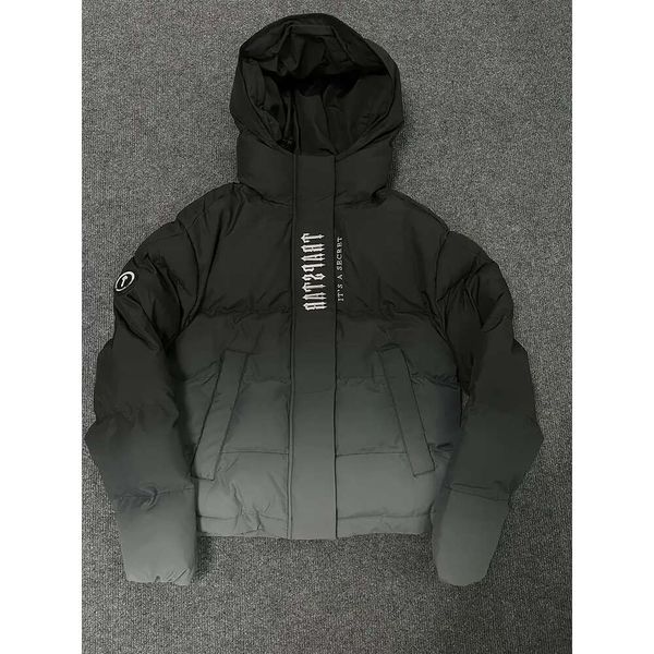 Trapstar londres decodificado com capuz puffer 2.0 gradiente preto jaqueta masculina bordado térmico hoodie masculino casaco de inverno topos 613