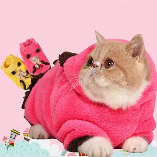 Kedi Kostümleri Kıyafetler Sıcak Mercan Kadife Festivali Kiti Kat Palto Köpek Köpek Takım Giyim TMPC011 için Açık Hava Partisi