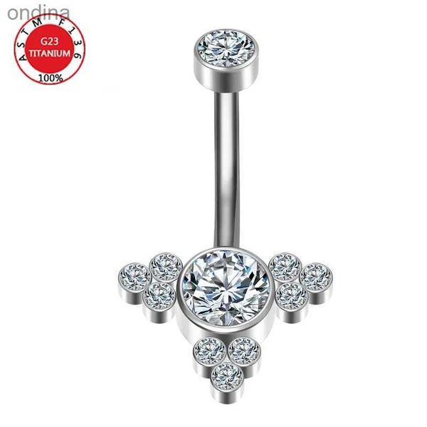 Anéis de botão de sino de umbigo G23 Titânio Palma Dangle Umbigo Piercing Anel Menina Jóias Curvas de Umbigo Bead Umbigo Anéis Barbell para Mulheres YQ240125