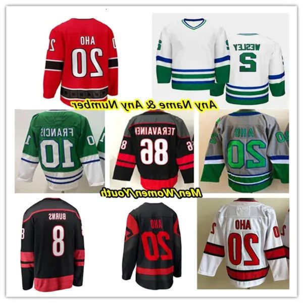 Canes Stadyum Serisi Hokey Jersey Sebastian Aho Andrei Svechnikov Martin Necas Teuvo Teravainen Brent Burns Jesperi Kotkaniemi Brett Pesce 69