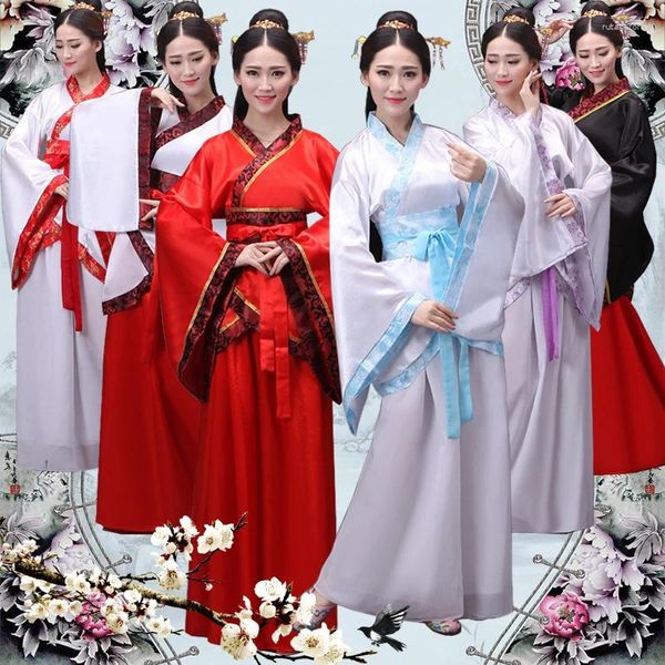 Abbigliamento da palco Hanfu Costume da danza popolare tradizionale cinese Scarpe da donna Abito moderno Taglie forti Rosso Nero Abbigliamento Abiti Ragazze