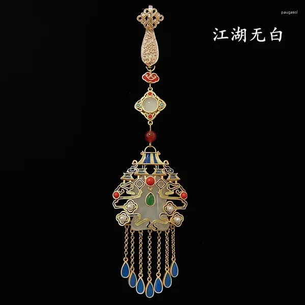 Broches imitação hetian jade qiongyu moda nacional estilo antigo cheongsam roupas chinesas han sobrepostas