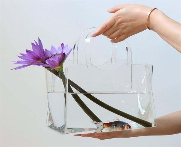 Net celebridade bolha criativa bolsa saco vaso de vidro grande diâmetro ins tanque de peixes decoração sala de estar arranjo flor 2112144226437
