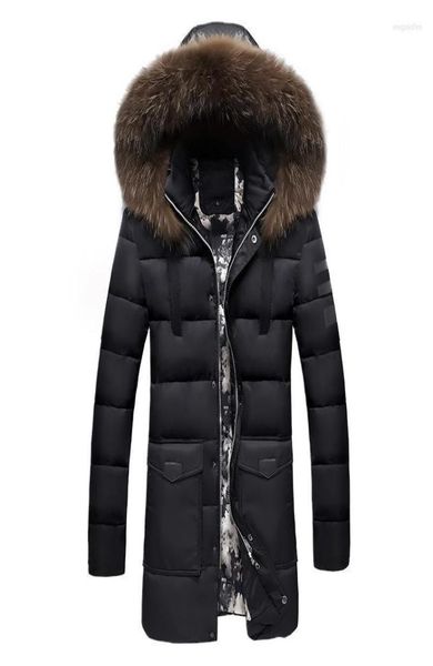 Men039s Daunenparkas Winterjacken Männer 2022 Pelzkragen Übergroße lange Mäntel Dicke Puffy Side Zipper Lässige Kapuzenmäntel1132029