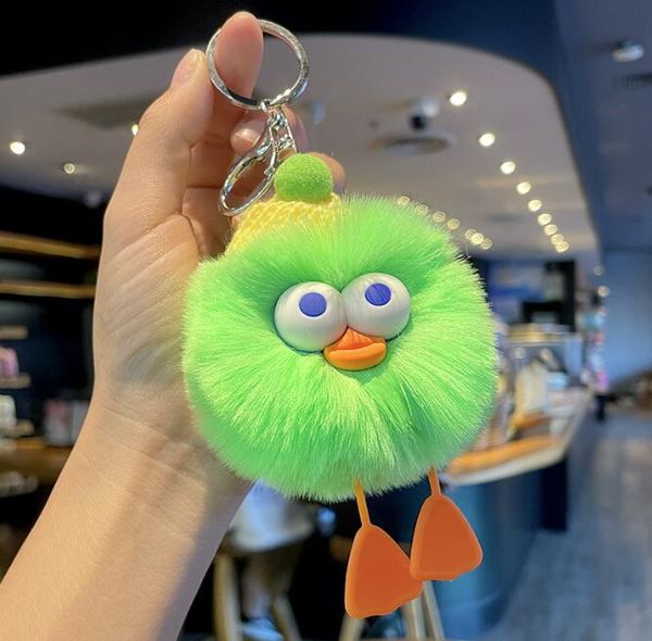 Ciondolo portachiavi con giocattoli di peluche per ragazza carina con grande ciondolo a pompon Portachiavi con animali di peluche carino per borsa da auto per portachiavi Accessori per ragazza