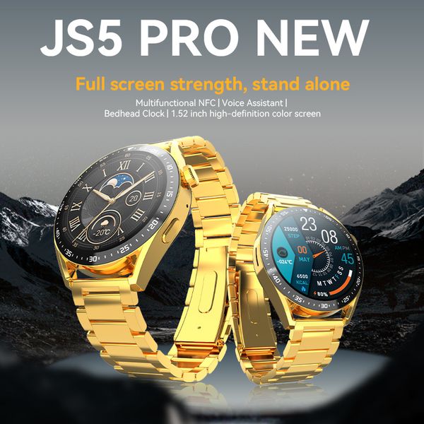 JS5 Pro di alta qualità Nuovo Smart Watch Luxury Gold 1.52 pollici HD Schermo rotondo Fitness Tracker NFC Smartwatch di ricarica wireless