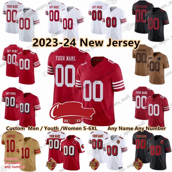 Brock Purdy 2024 Camisas personalizadas de campeão de futebol 23 Christian McCaffrey 11 Brandon Aiyuk 54 Fred Warner 7 Charvarius Ward 14 Sam Darnold 19 Deebo Samuel Mason