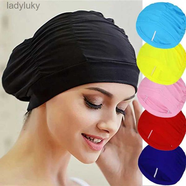 Toucas de natação Chapéu de natação Mulheres Unissex Meninas Cabelo Longo Touca de Banho Touca de Natação Stretch Drape Tamanho Livre Piscina Esporte Elástico Nylon TurbanL240125