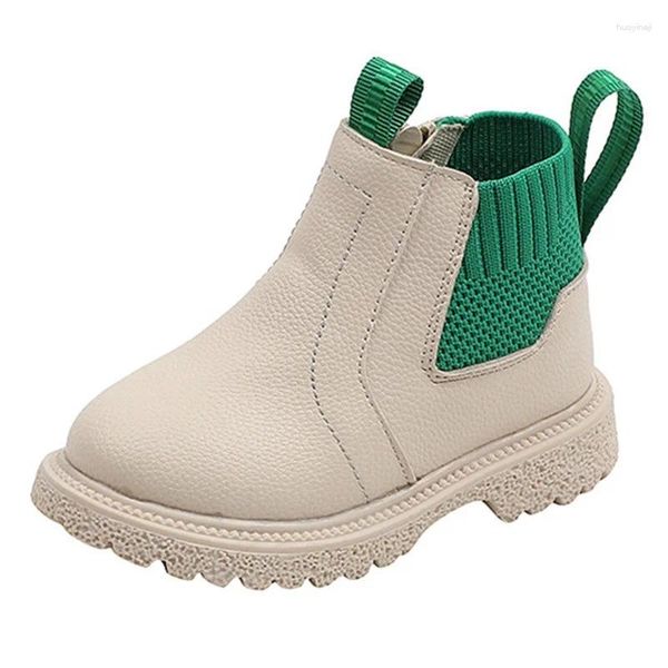 Stiefel Kruleepo Kinder Baby Weiches Leder Mittelkalb Kinder Mädchen Jungen Quadratischer Absatz Herbst Winter Vintage London Show Booties