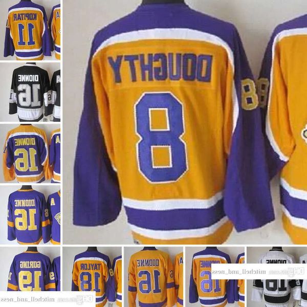 1967-1999 Filme Retro CCM Hóquei Jersey Bordado 16 Marcel Dionne 19 Butch Goring Anze Kopitar Drew Doughty TAYLOR Vintage Jerseys 33