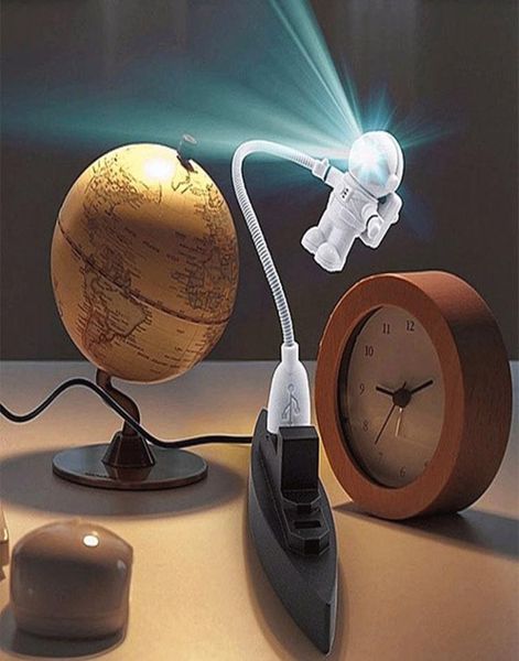 Espaço flexível astronauta tubo usb abspc mini led night light lâmpada branca para computador portátil pc notebook leitura portátil 9298396