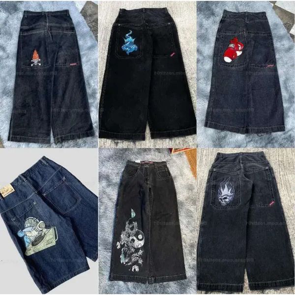 Homens jnco jeans para homens y2k streetwear hip hop luvas de boxe impressão gráfica baggy calças pretas homens mulheres harajuku gótico calças largas 753