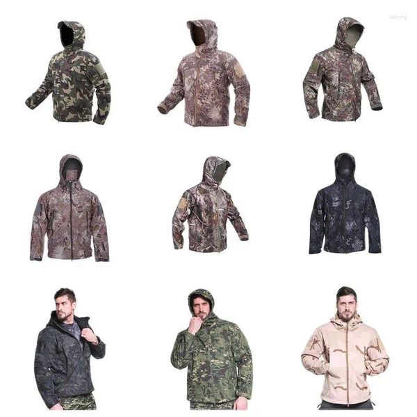 Jagdjacken Outdoor Herren Camouflage Taktische Jacke TAD Soft Shell Fleece Futter Thermo Wandermantel Winter Bergsteigen Top