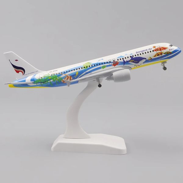 Modelo de aeronave de metal 20cm 1/400 Bangkok Fish A320 réplica material de liga simulação de aviação brinquedos infantis meninos presentes 240118