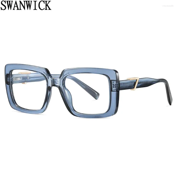 Óculos de sol Swanwick Moda Óculos Azul Luz Bloqueando Mulheres Acetato Quadro Quadrado Óptico TR90 Preto Lente Clara Venda