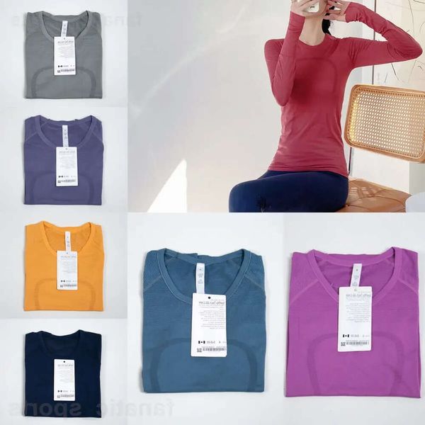 Lu Align Lu Woman Yogas Athletic T-Shirt Top Stretch Fitness T-Shirts Langarm Rundhals elastische Trainings-T-Shirts Quick Dry Exercis 79