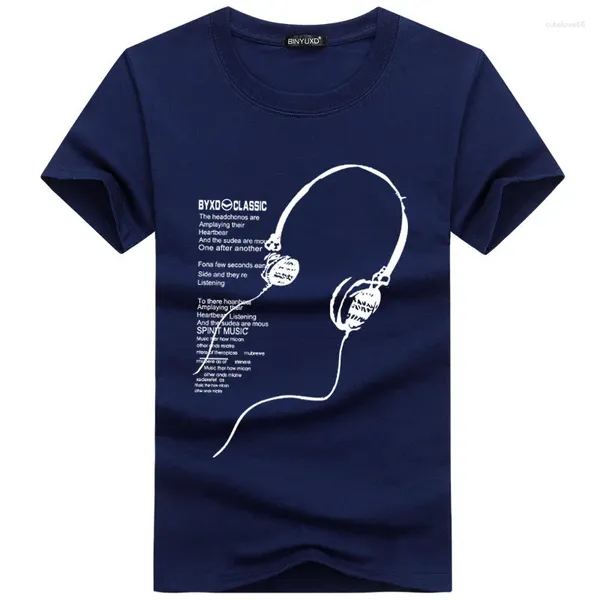 Homens camisetas Moda Primavera Verão Homens T-shirt de Manga Curta O-pescoço S-5XL Música Fone de Ouvido Camisa Casal Esportes Ao Ar Livre Casual Tops Tees